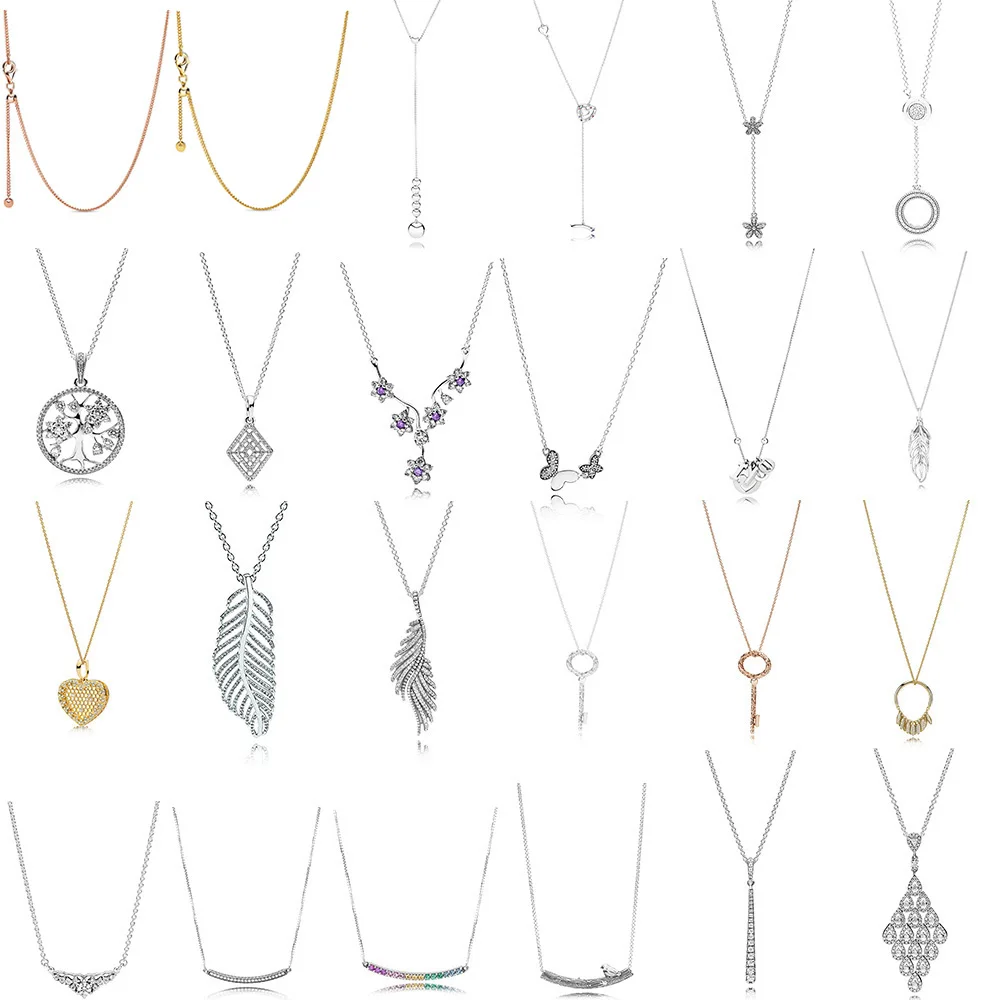 

New 100% 925 Sterling Silver Heart-Shaped Flower Butterfly Phoenix Feathers Necklace For Women Original Fashion Jewelry Gift