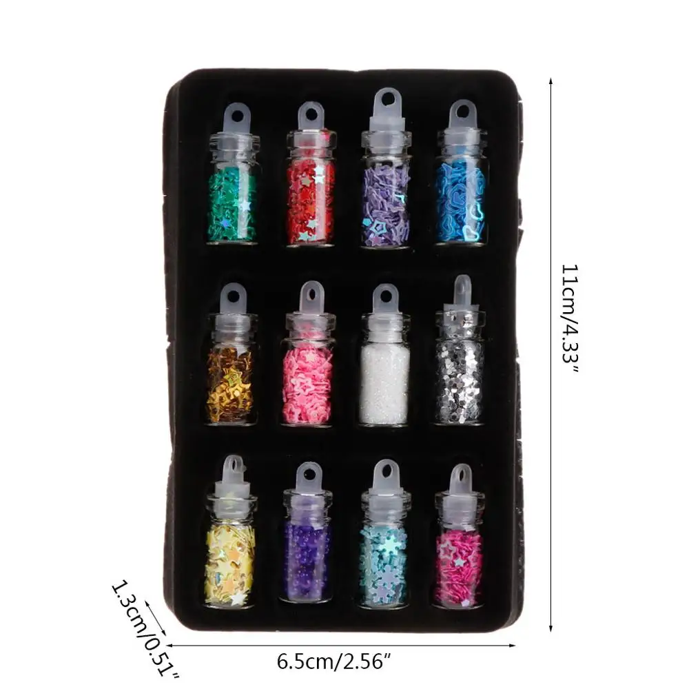 

12pcs Sequin Filler Clear Fluffy Polymer Slime Beads Charms Lizun Playdough Modeling Clay DIY Kit Slime Accessories Kids Nail Ar