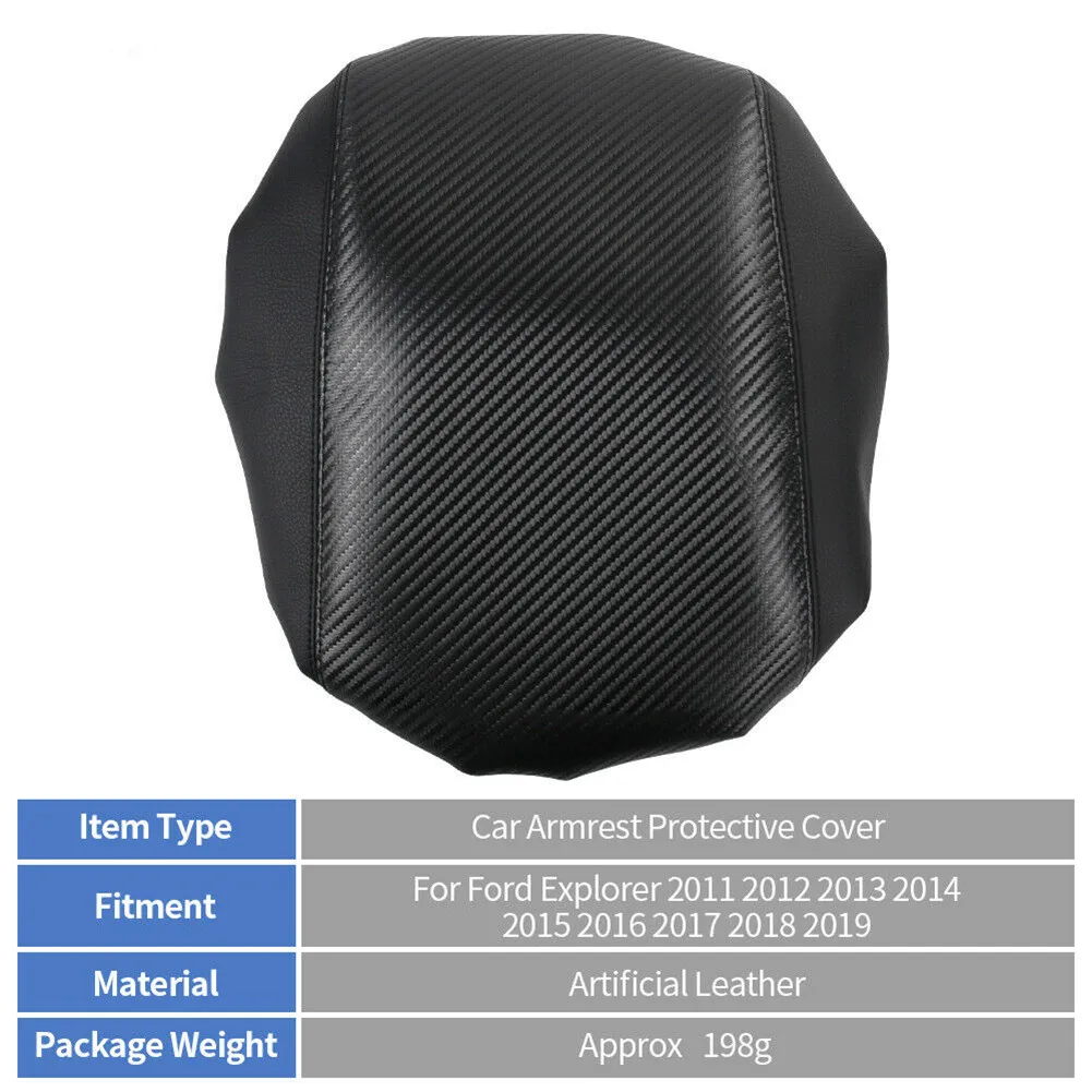 

Faux Leather Carbon Grain Car Armrest Cover Protector Black For Ford Explorer Base / XLT / Limited / Sport / Platinum2011- 2019