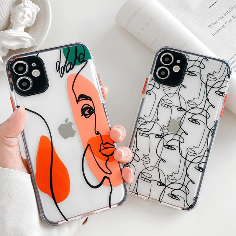 Геометрический чехол для iPhone 11 Pro Max X XR XS 7 8 Plus SE2020 прозрачный мягкий из ТПУ
