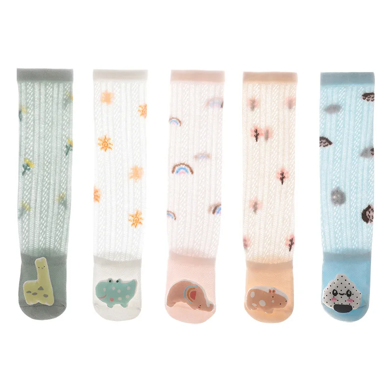 Calcetines 3d de primavera y verano para beb&eacute;, medias de malla transpirables hasta la rodilla para ni&ntilde;os y ni&ntilde;as reci&eacute;n nacidas-4