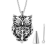 stainless steel owl urn necklace for ashes animal cremation keepsake urn jewelry memorial ash holder pendant for men women