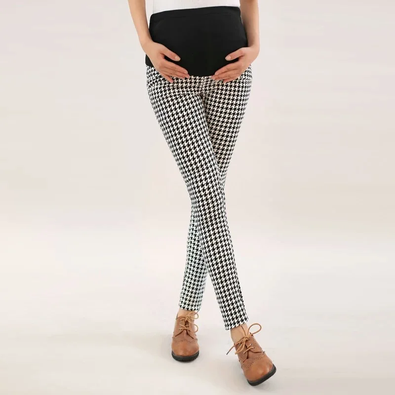 

Fashion High Waist Plaid Pants For Pregnant Women Clothes Maternity Elastic Abdominal Pregnancy Trousers Prop Belly Comfy Pants