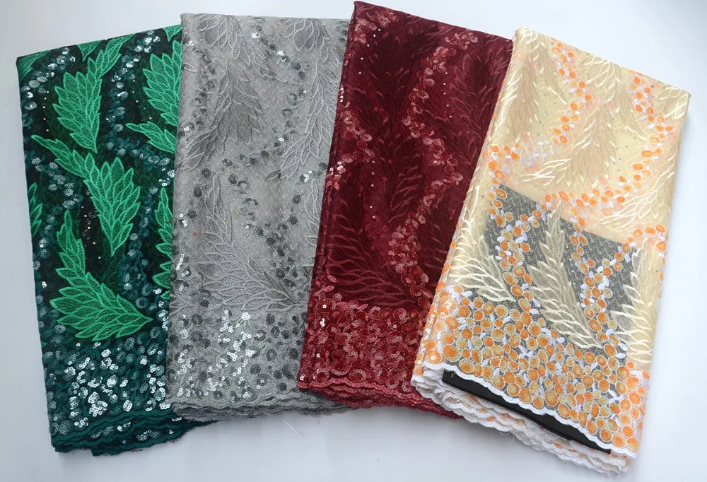 Последняя зеленая французская африканская кружевная ткань с высококачественный с блестками африканская Тюлевая кружевная ткань для свадьбы