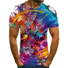 Новинка лета 2021, лидер продаж, футболка унисекс с графическим принтом, мягкая футболка с ярким геометрическим рисунком, акварельный принт, футболка оверсайз