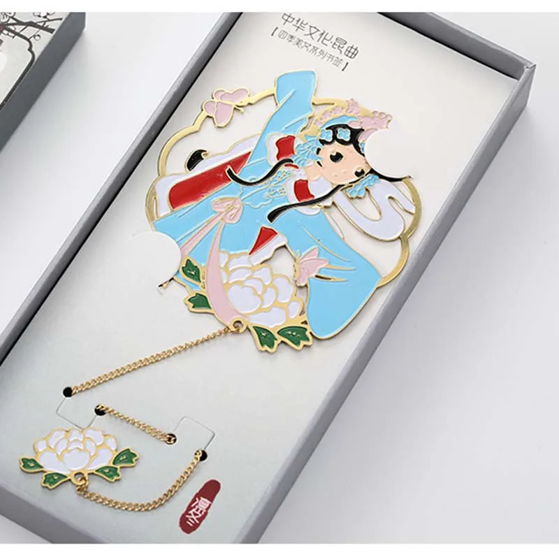 

Four Seasons Metal Bookmark Chinese Style Desig Cartoon Pretty Girl Bookmarks for Books with Gift Box Cute School Supplies