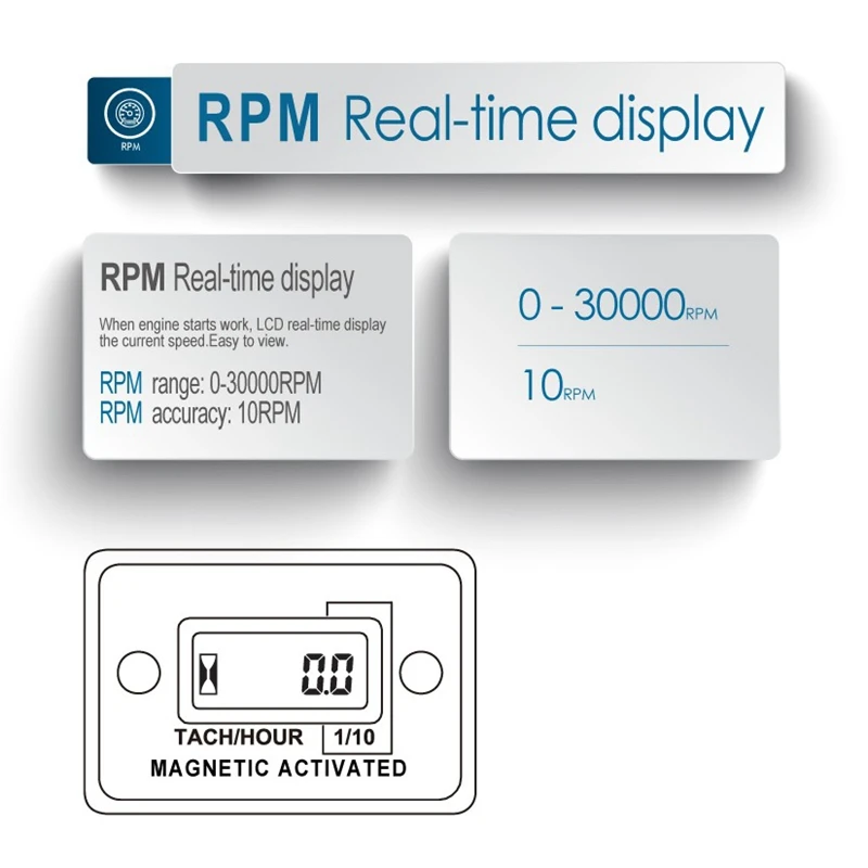 Цифровой тахометр для бензинового и сырого двигателя счетчик часов