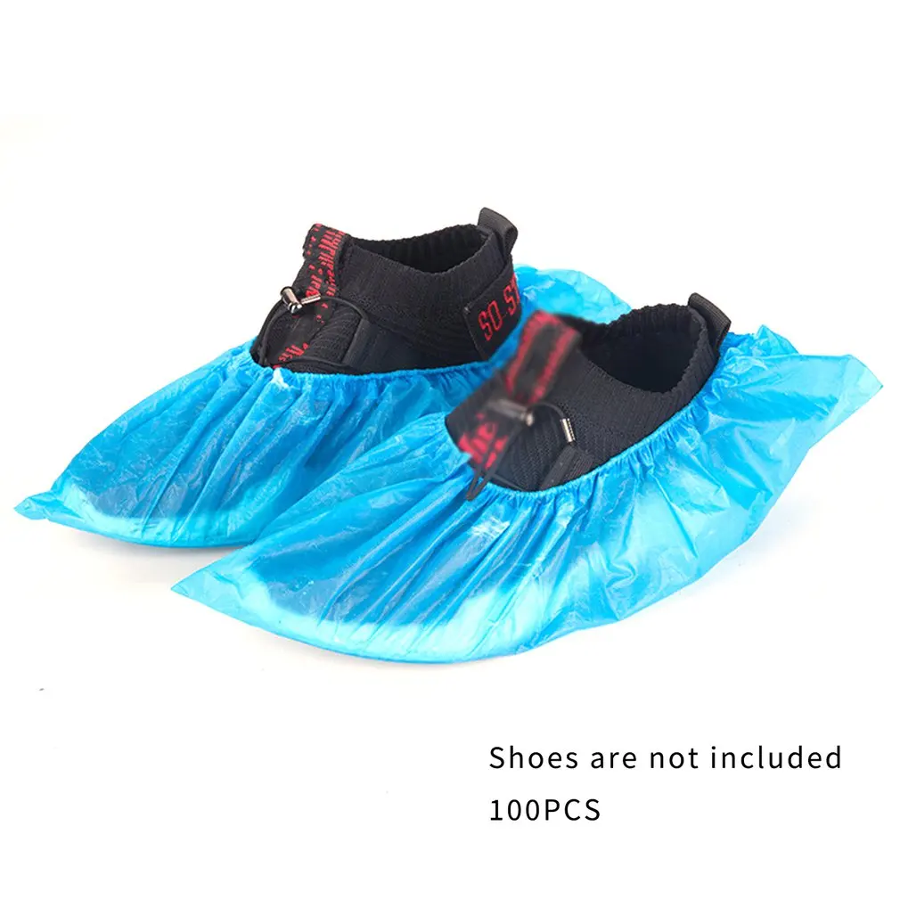 

100pcs Disposable Shoe Cover CPE Indoor Non-slip Wear-resistant Shoe Cover Waterproof Dustproof Thickened Foot Cover
