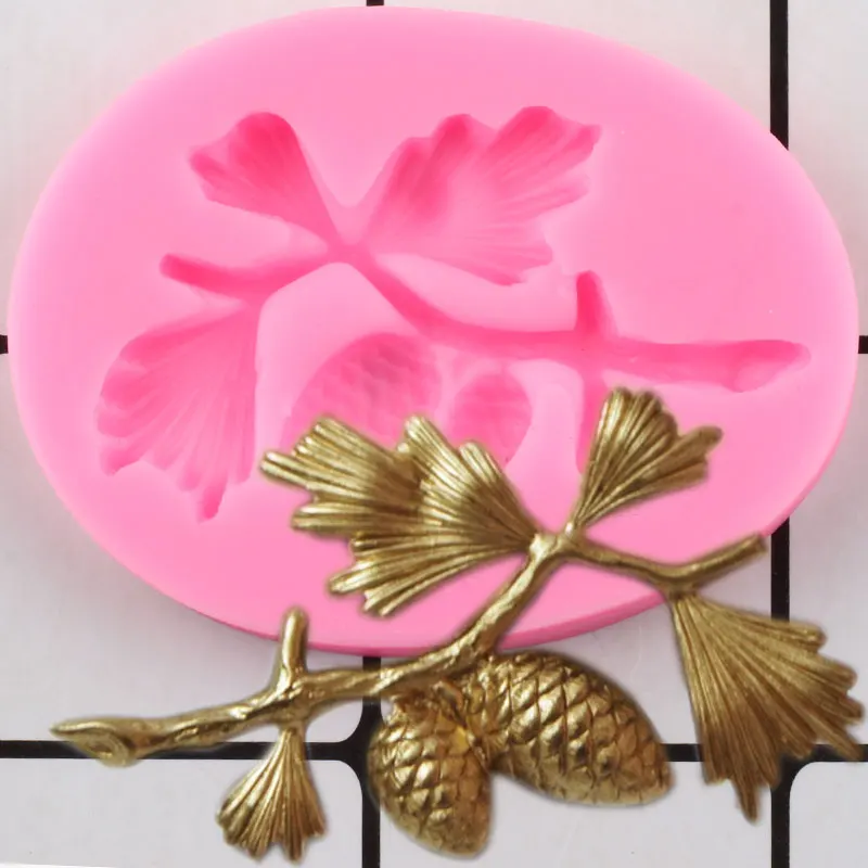 

Pine Tree Branches Silicone Mold Pinecones Chocolate Fondant Christmas Cake Decorating Tools Cupcake Topper Candy Resin Moulds