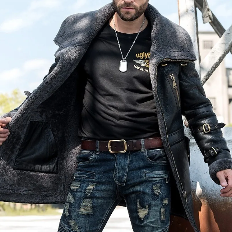 Куртка мужская зимняя из натуральной овечьей шерсти с подкладкой натурального