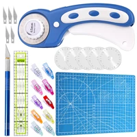 kaobuy 45 mm rotary cutter set fabric cutter with bag a4 self healing cutting mat 5pcs blades and craft knife clip for quilting