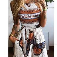 2021 new womens suits milk shreds white butterfly print camisole breast wrap two piece wide leg pants sexy jumpsuit clubwear