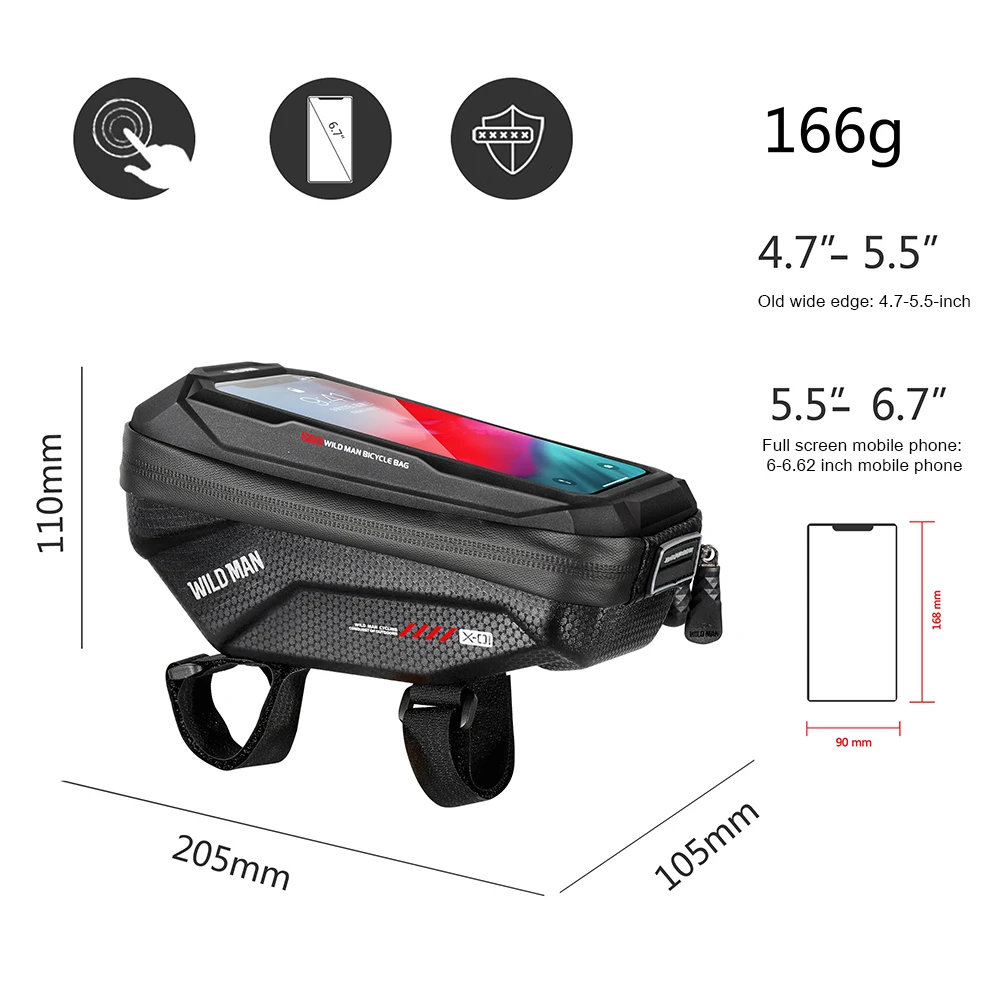 

WILD MAN Waterproof MTB Bike Bag Cycling Equipment Portable Waterproof Screen Touch Tube Hard Shell Bags Cycling Elements