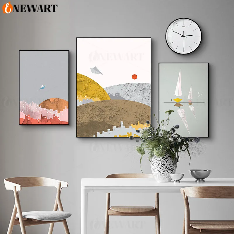 Абстрактная картина озеро склон плакат и принт пейзаж холст настенное искусство