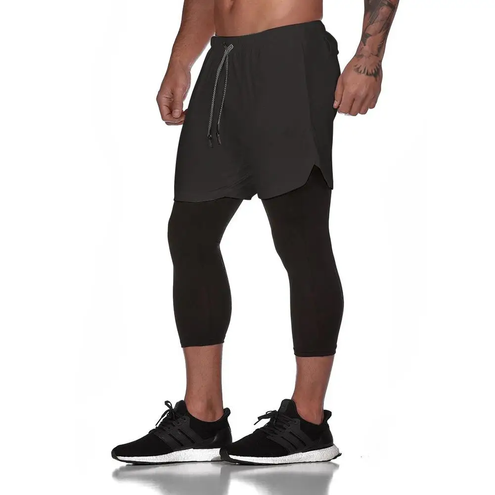 Мужские компрессионные летние быстросохнущие дышащие спортивные шорты для бега