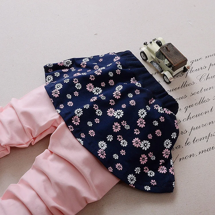 Демисезонный для детей с персонажами из мультфильмов для девочек, на осень, с длинным рукавом, с цветочным принтом, футболка и штаны, 2 шт./компл. хлопковые костюмы для малышей, детская одежда, спортивный костюм