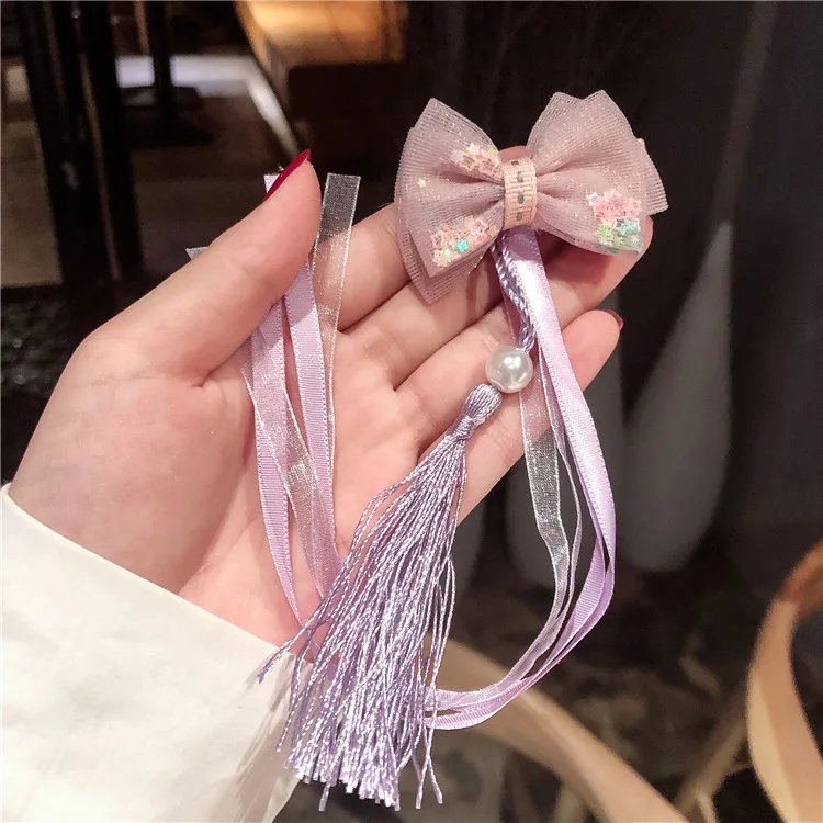 1 шт. милые девушки китайский стиль бант Длинная лента кисточки Бобби Булавки