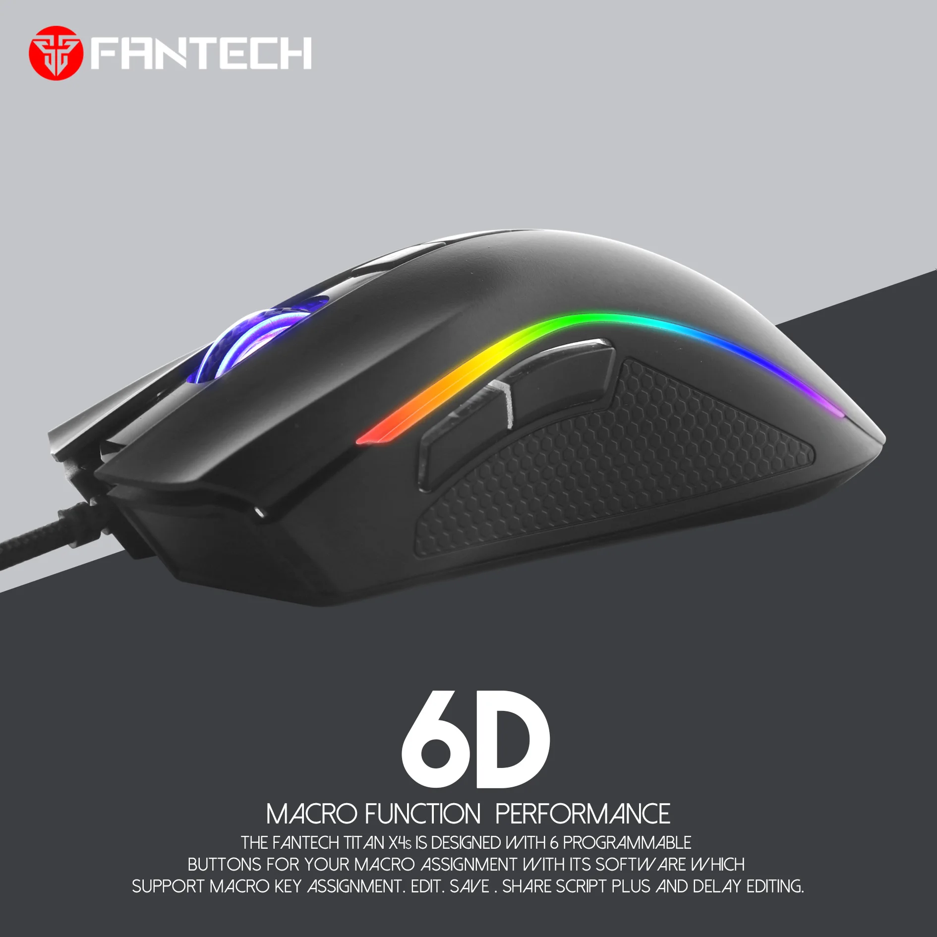 Проводная игровая мышь FANTECH X4S 4800 DPI 6 кнопок макро для геймеров эргономичная CS