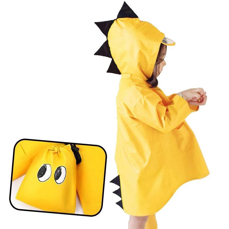 Детские плащи однотонные прозрачные с изображением динозавра большие Легкие