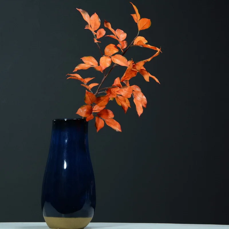 Желтые листья березы осенние оранжевые имитация дерева материалы напольная ваза