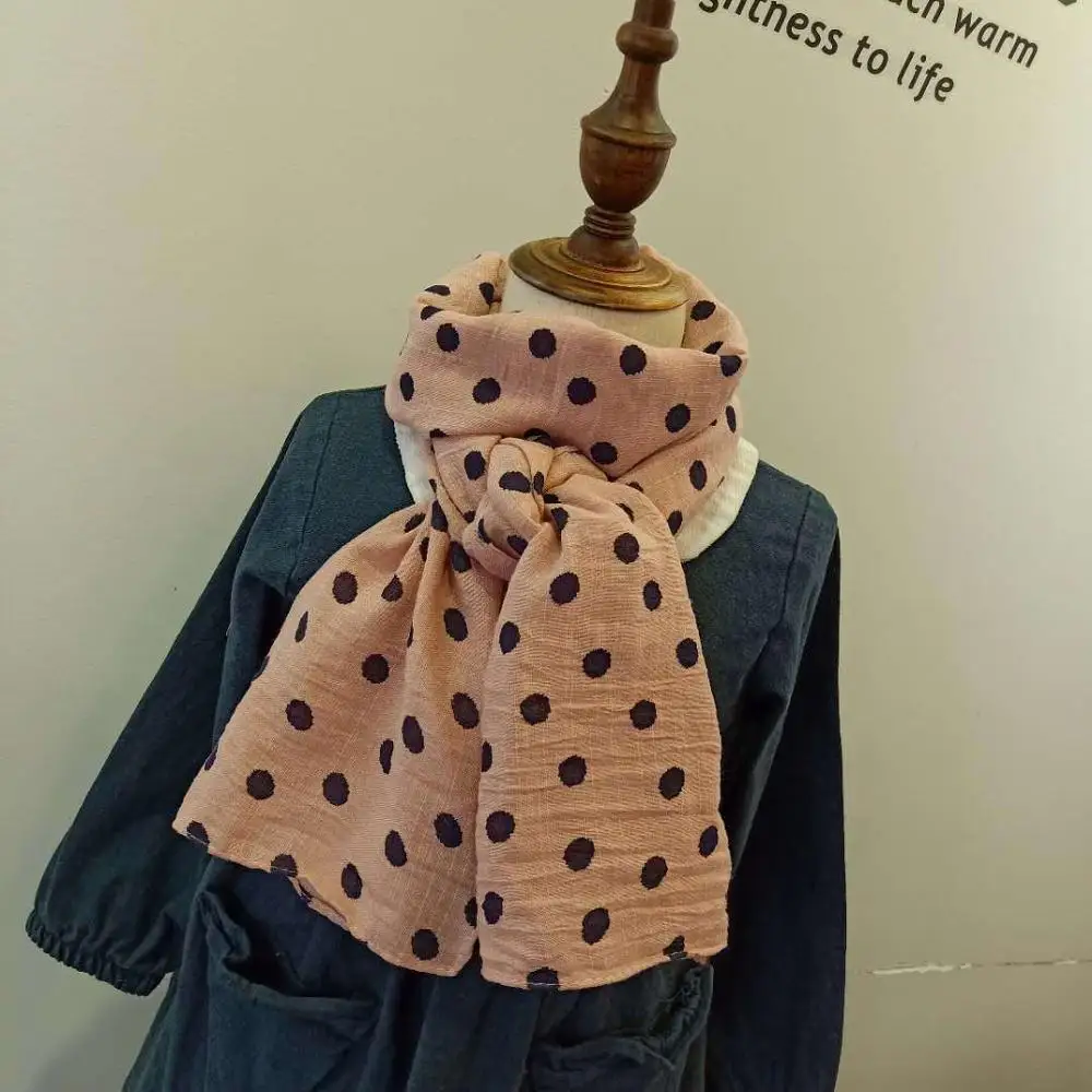dot hot pink Модный детский шарф с принтом короны, весенний хлопковый шейный платок для маленьких мальчиков и девочек, милая теплая шаль, шарфы хиджабы - Цвет: dot hot pink
