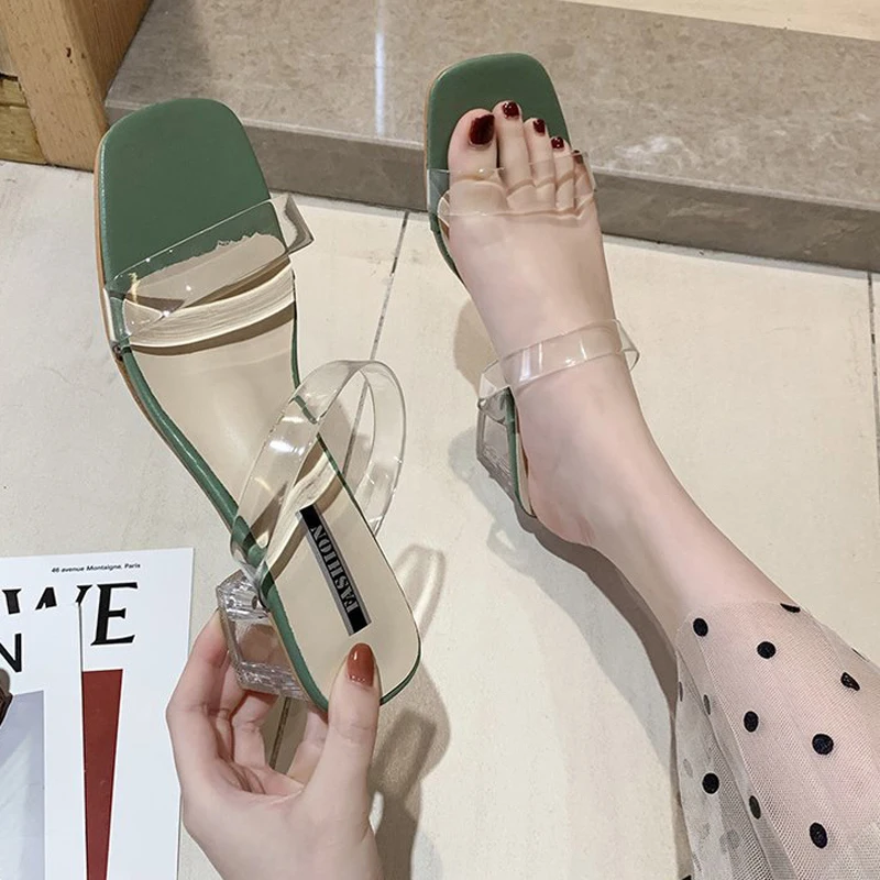 

2021 Summer New Fashion Party Club Woman Slippers High Heel Wear Comfortable Flip Flop