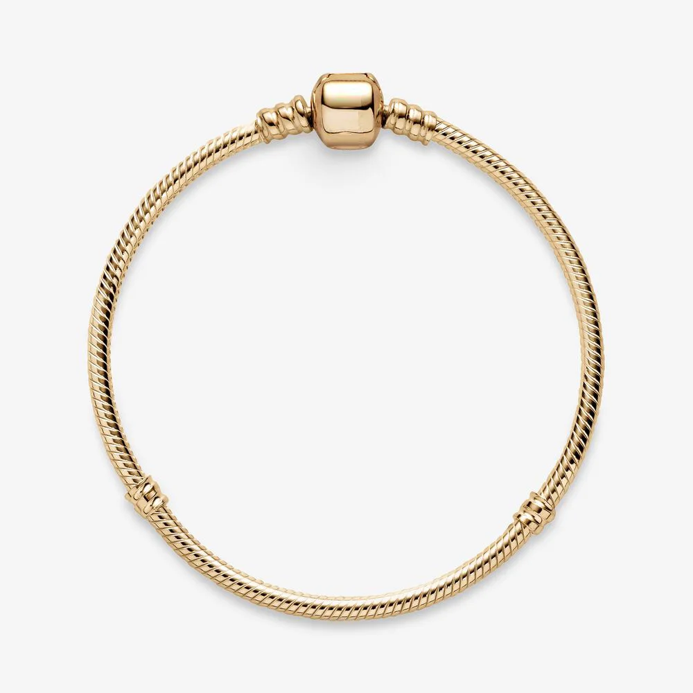 

Classic 925 sterling Silver Original Pan Moments Gold Chain Lobster Clasp Basic Snake Bracelet Bangles Jewelry Holiday Gift