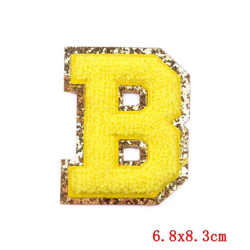 Желтые блестки искусственная вышивка нашивка на одежду нашивки с английскими