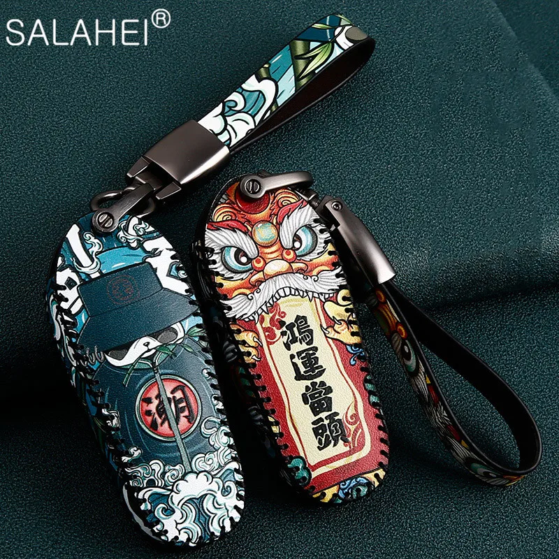 

Leather Smart Remote Car Key Cover Case For Porsche Cayenne Macan 911 Boxster Cayman Panamera 996 986 987 Keychain Accessories