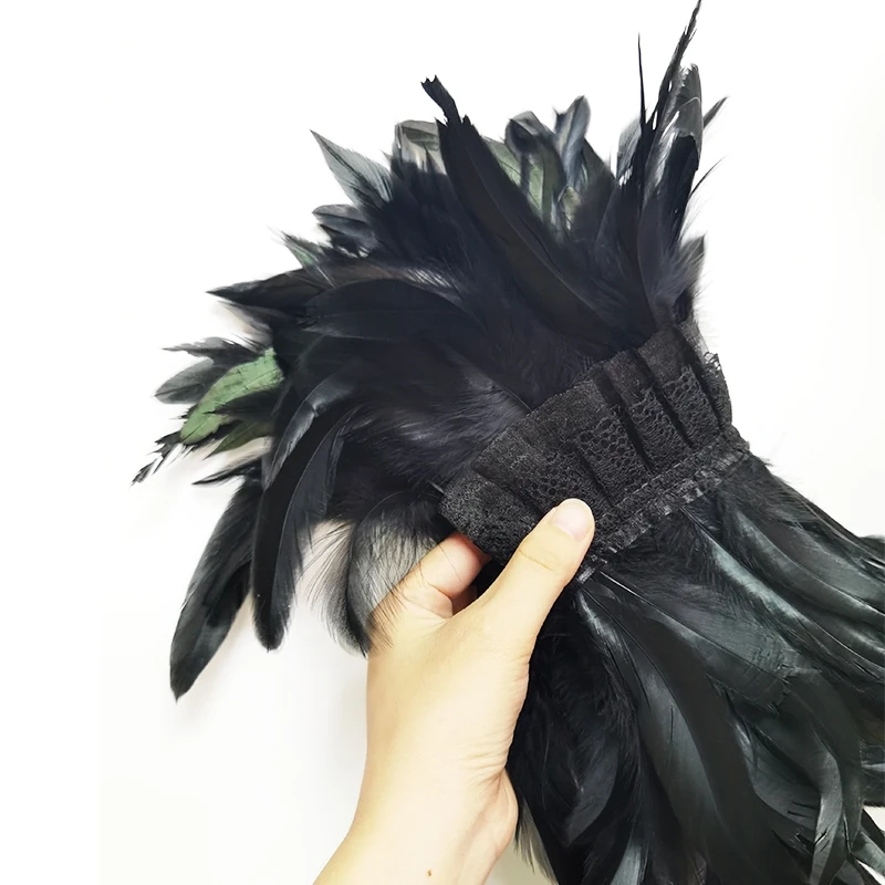 Victorian Feather Shoulder Wrap Feather Shawl Feather Scarf Rooster Feather Shrug Gothic Fake Collar Halloween Cosplay Costume