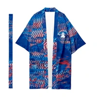 mens japanese long kimono cardigan mens samurai costume kimono pyramid pattern kimono shirt yukata jacket