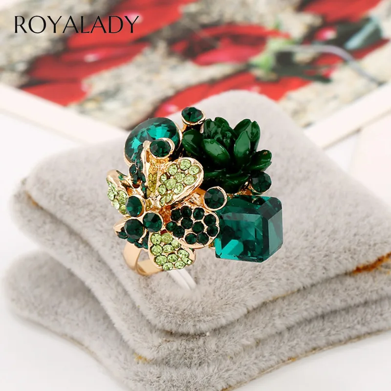 Новое красивое Открытое кольцо с розовым цветком винтажное разноцветное из