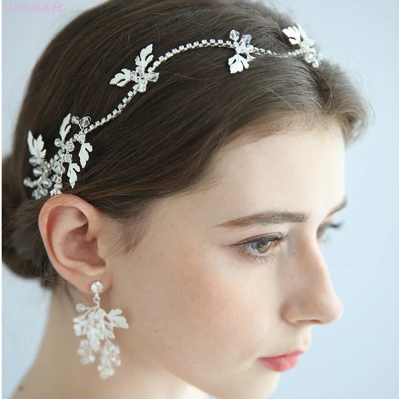 Silver Color Rhinestone Bridal Hair Vine Leaf Women Headband Tiara Handmade Wedding Piece Accessories | Украшения и аксессуары