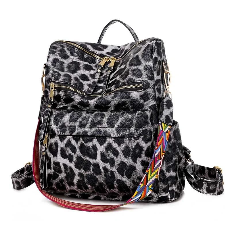 

New Arrival Ladies' Backpack Women Leopard Bags PU Two-shoulder Backbag