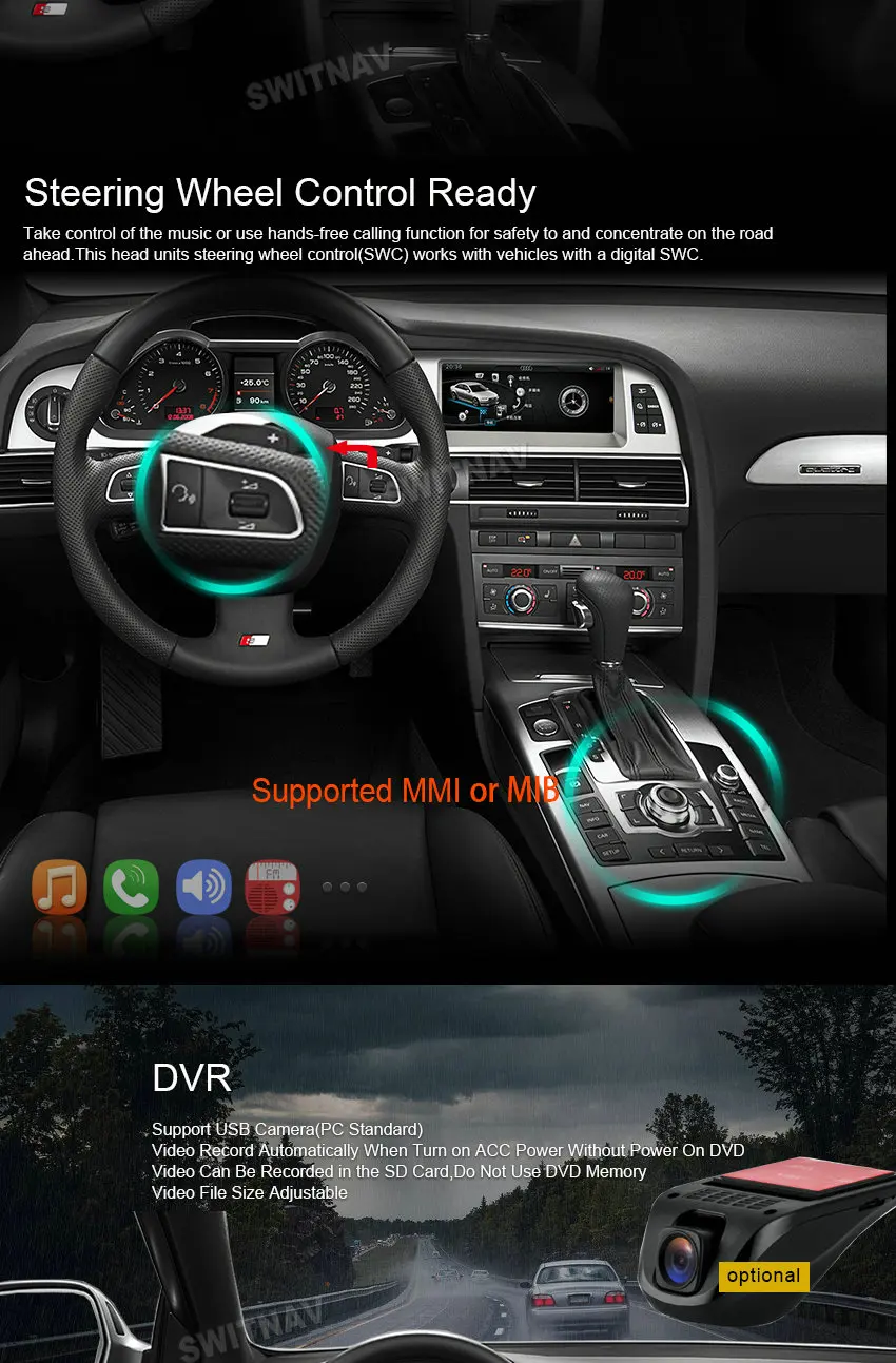 SWITNAV 4 Гб+ 32 ГБ Android 7,1 автомобильный dvd-плеер для A4L 2009-2012 Автомобильный мультимедийный Авто поддержка DVR wifi DAB OBD Автомобильный аудио gps