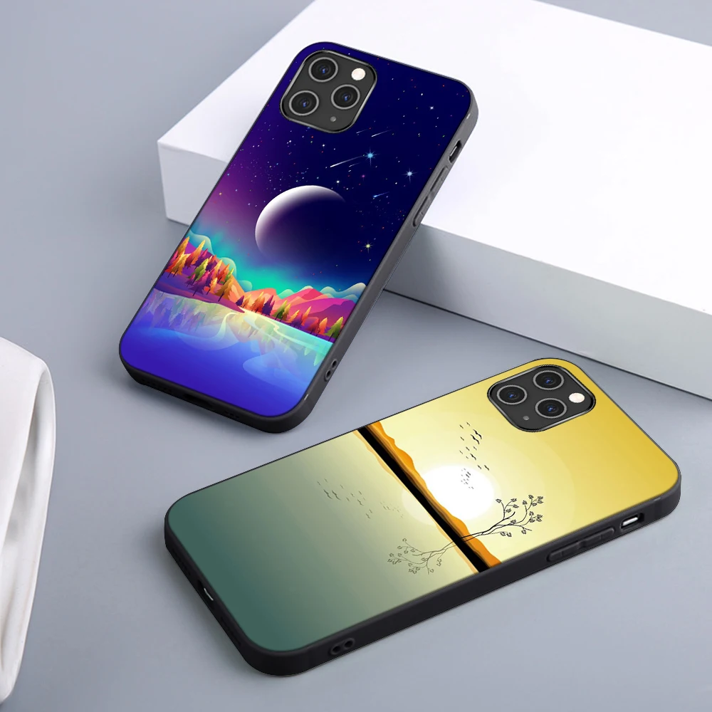 

Sunset Dusk Case For iPhone 12 11 Pro Max Mini Cover for iPhone 11 Pro X XR XS MAX 7 8 6 6S Plus 5S SE 2020 Soft TPU Phone Funda