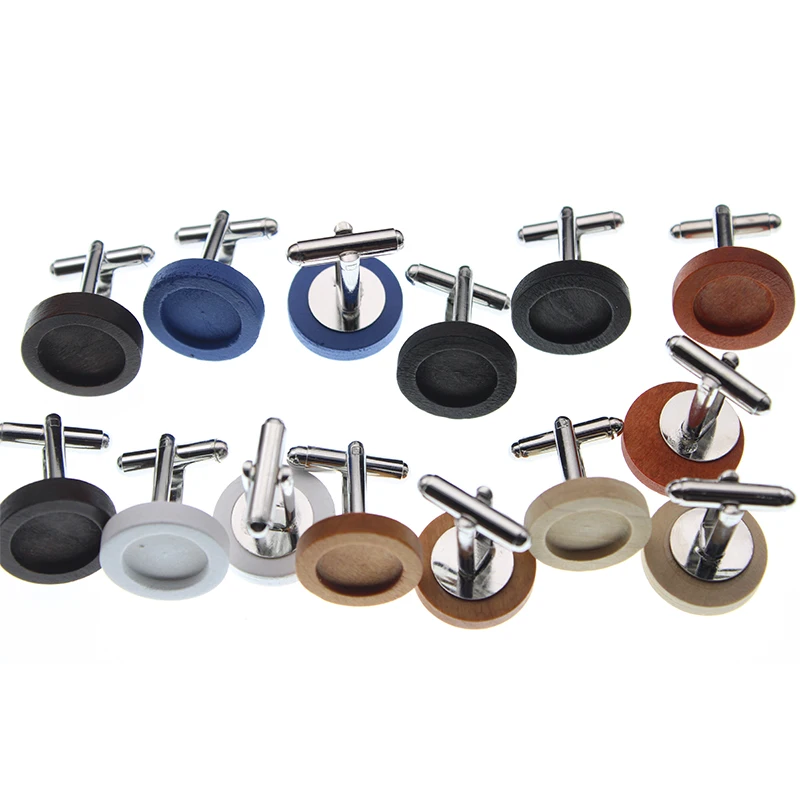 

Mixed Wood Cufflink Cabochon Base, total 50pcs