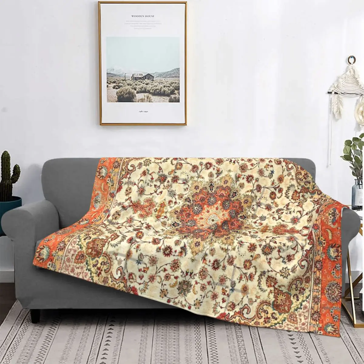 

Manta marroquí Oriental tradicional naranja, colcha de cama a cuadros, manta mullida a cuadros con capucha, manta para niños