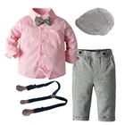 4 шт., комплект из шапки, рубашки, галстука-бабочки и серых брюк