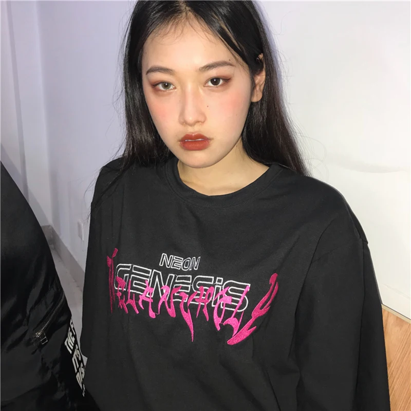 Женские летние футболки Ulzzang Harajuku ретро с буквенным принтом свободные