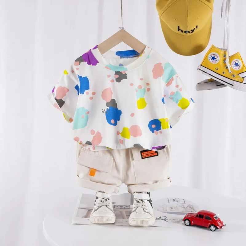 2 шт./комплект футболка и шорты с принтом для мальчиков девочек | Детская одежда