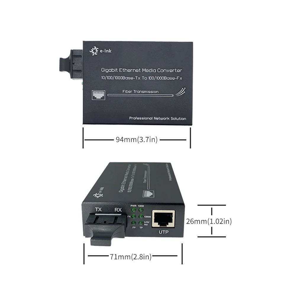10/100/1000Mbps Gigabit Ethernet Media Converter with 100/1000Base-SX/LX SC Module Auto Sensing