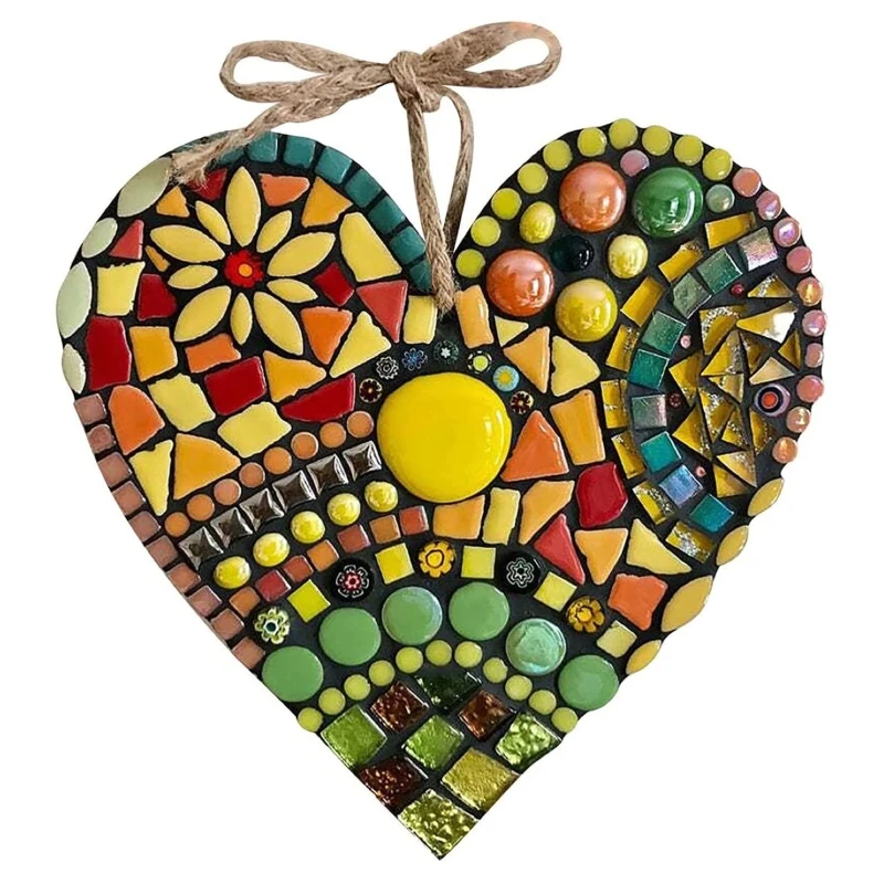 

Colorful Love Heart Hanging Ornament Romantic Resin Crafts Garden Decoration
