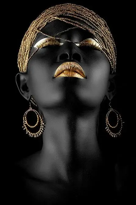

Black Gold African Woman Art Film Print Silk Poster Home Wall Decor 24x36inch