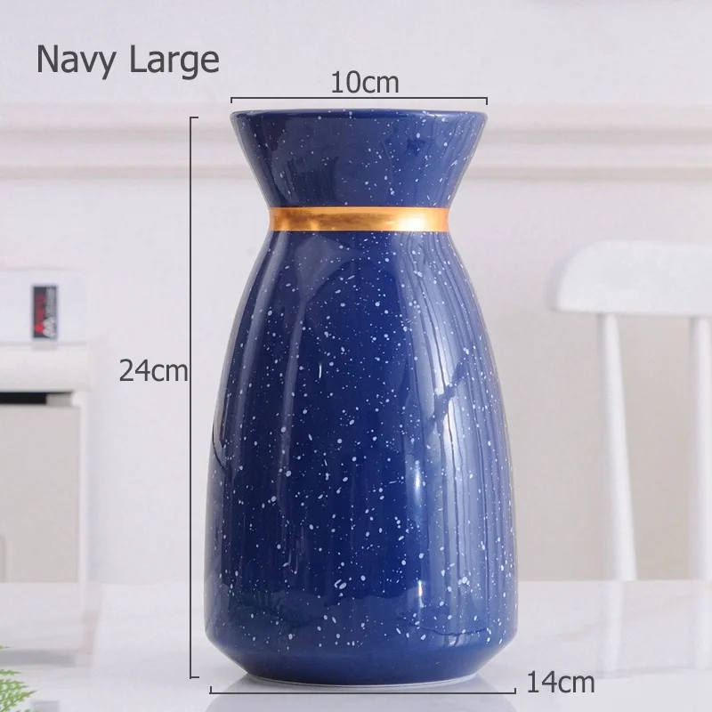 Ваза для цветов в горошек 1 шт. синий темно-синий керамический цветочный горшок с