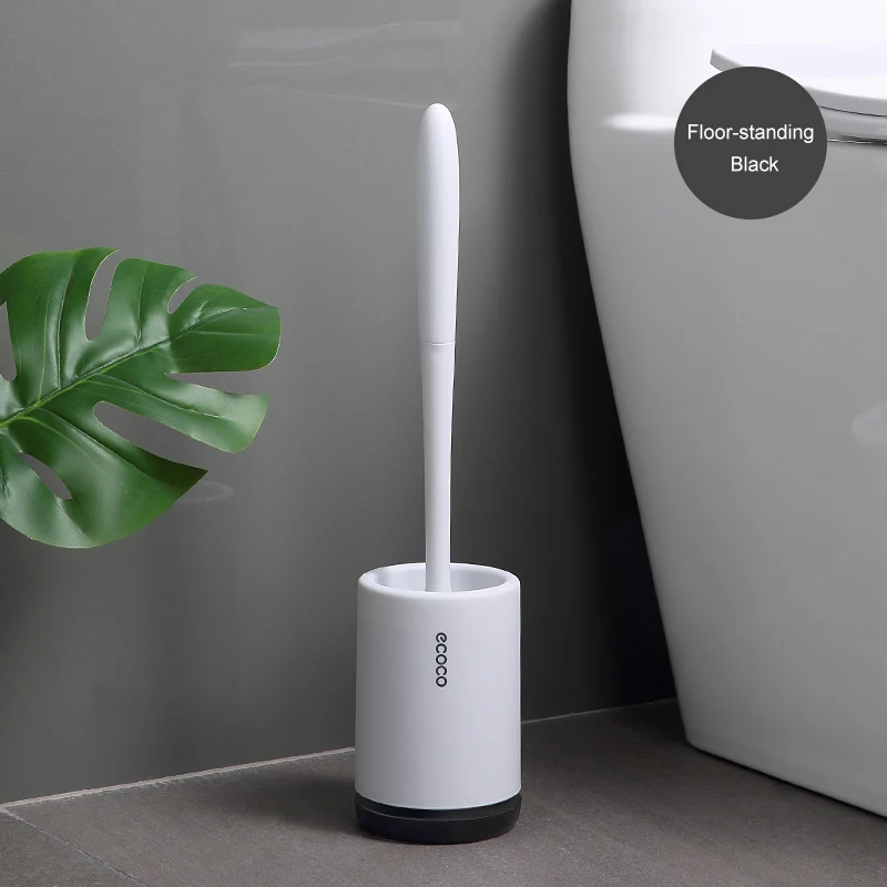 A-Floor-Black TPR силиконовая щетка для унитаза, напольная настенная основа, Щетка Для Чистки унитаза, ванной комнаты, набор аксессуаров, предметы домашнего обихода - Цвет: A-Floor-Black