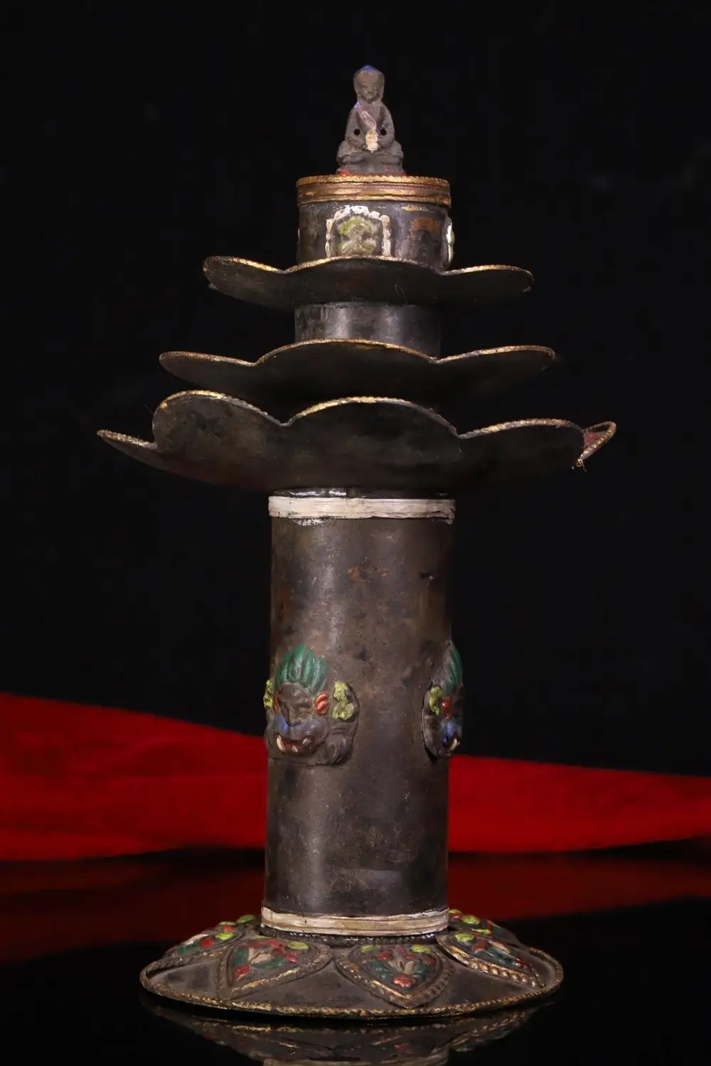 

wedding decoration 9inch Tibetan monastery collection copperware copper tires hand-tapped chisel beat, color painting incense