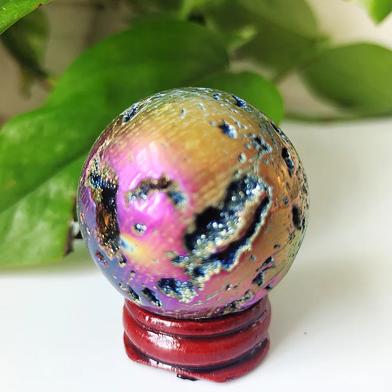 

40mm Natural crystal cluster beehivevug Plating color stonel ball home decorated chakra healing crystals