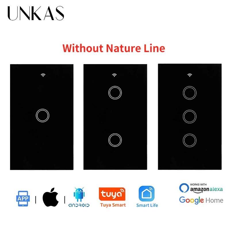 UNKAS нам Стандартный Tuya Smart Life Wi-Fi Смарт настенный сенсорный светильник