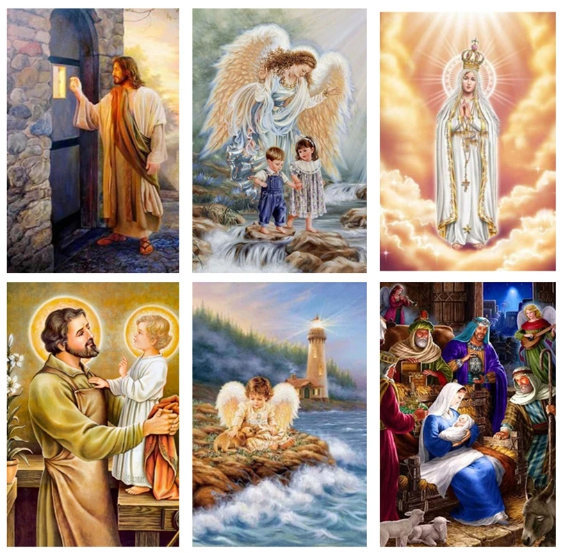 Картина с бриллиантами Ангел Девушка картина Иисус Вышивка крестиком Дева Мэри